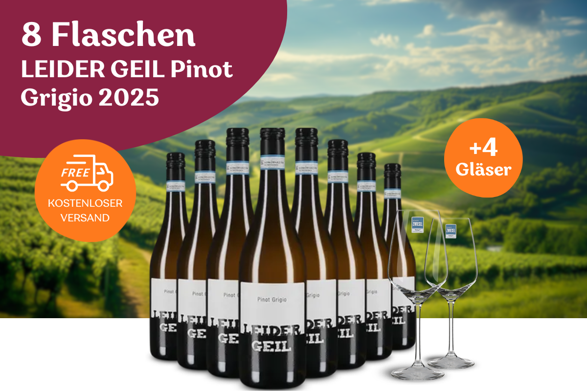 Pinot Grigio aus Venetien mit vier Gläsern